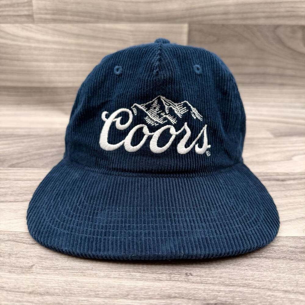 Coors Corduroy Snapback Hat Navy Blue Embroidered Logo